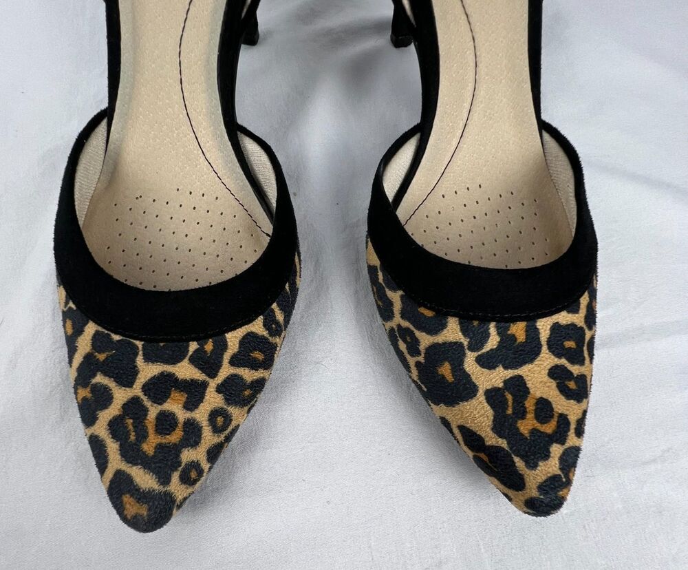 LIFESTRIDE Womens 8 Saldana Pumps Leopard Print Pointed Toe D'Orsay Heels Black - Picture 5 of 15